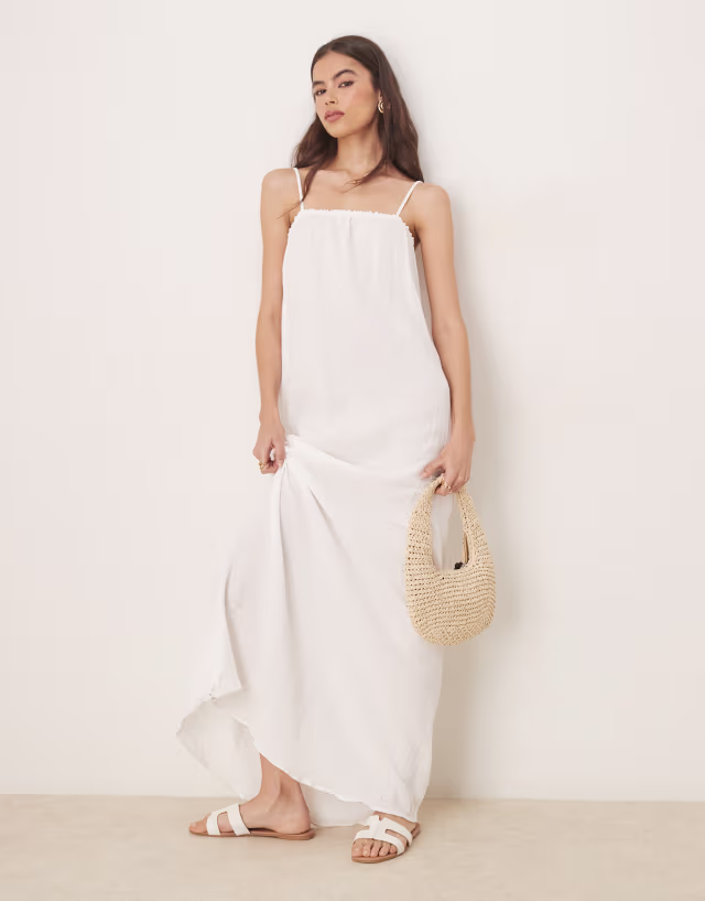 JDY Tall cheesecloth sleeveless maxi dress in white