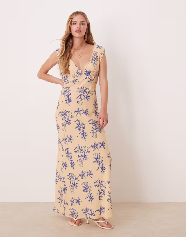 VRG GRL sunlit isles bias cut maxi dress in multi