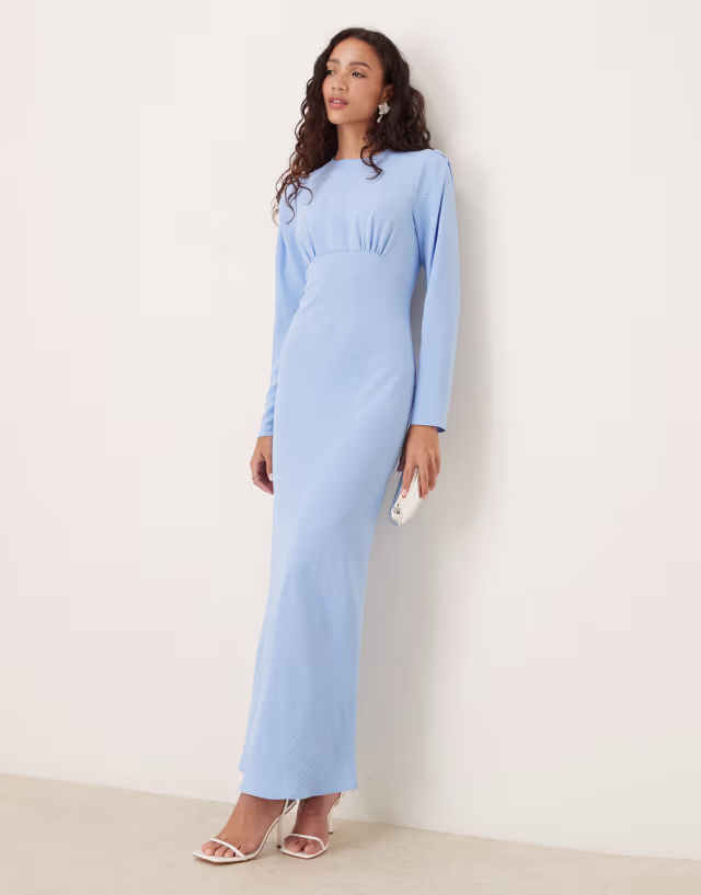ASOS DESIGN bias cut bust detail maxi dress in bright blue
