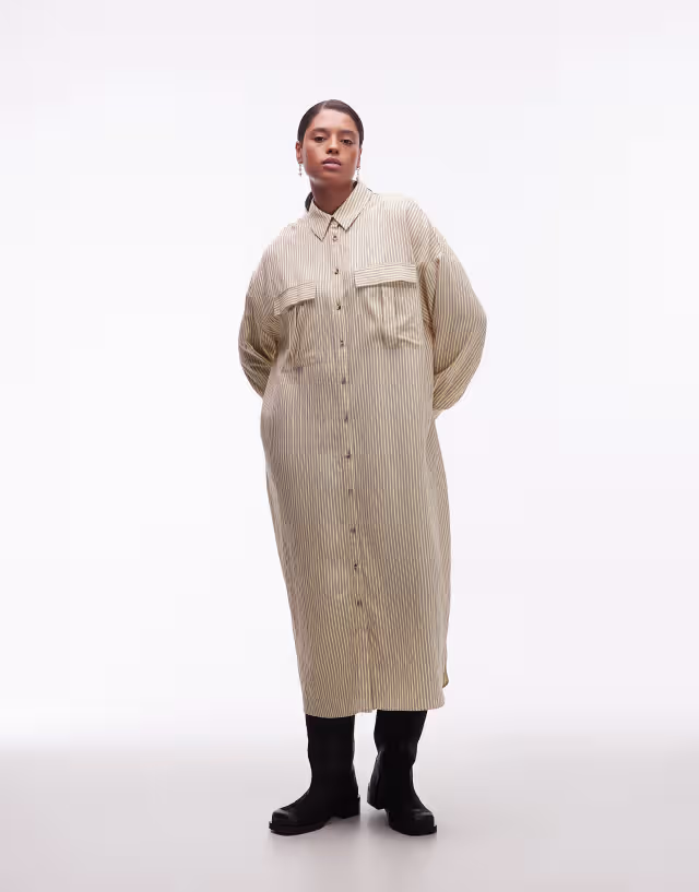 ASOS DESIGN Curve relaxed maxi shirt dress with pockets