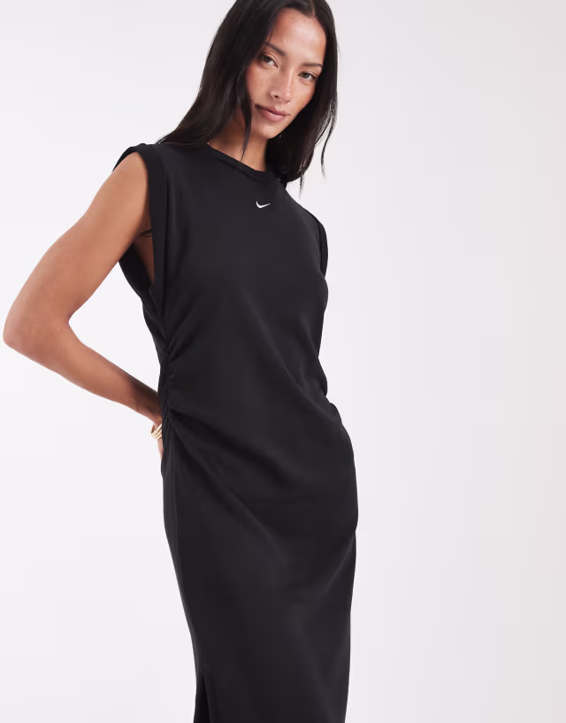 Nike Chill ankle length dress with swoosh detail in black