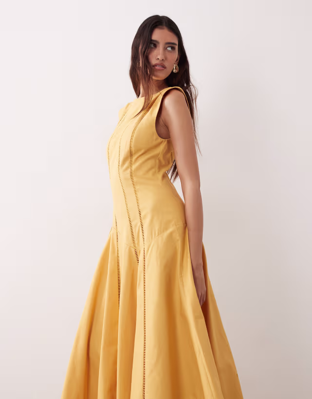 ARRANGE linear cutwork maxi dress in orange
