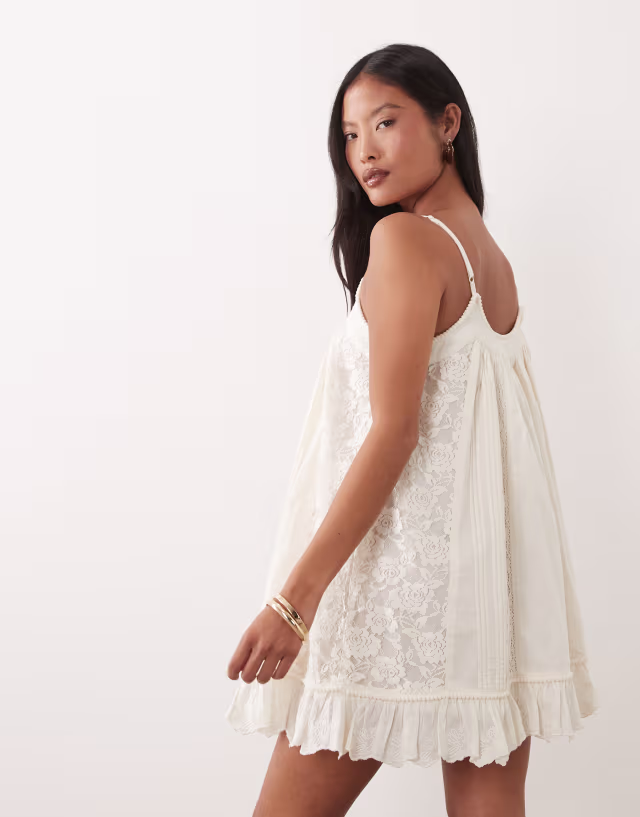 Miss Selfridge petite cami trapeze dress in cream