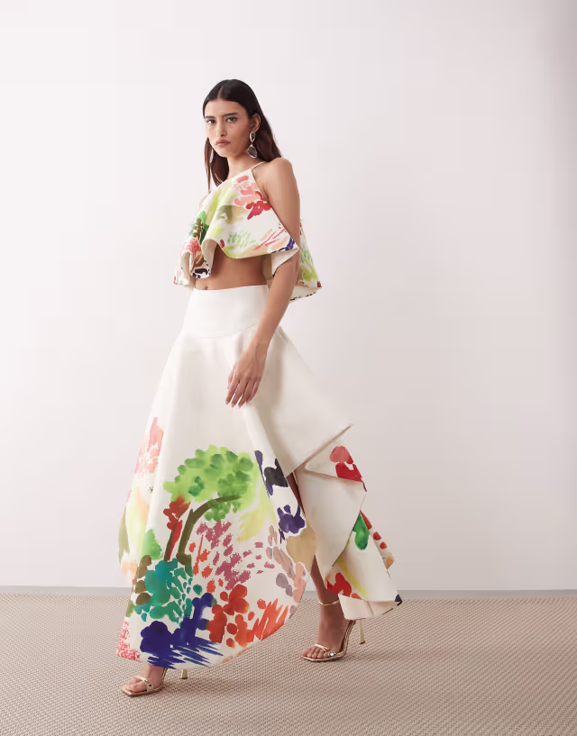 ARRANGE maxi skirt in abstract painterly print - part of a set