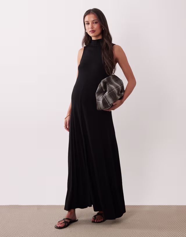 ASOS DESIGN Maternity high neck maxi dress in black