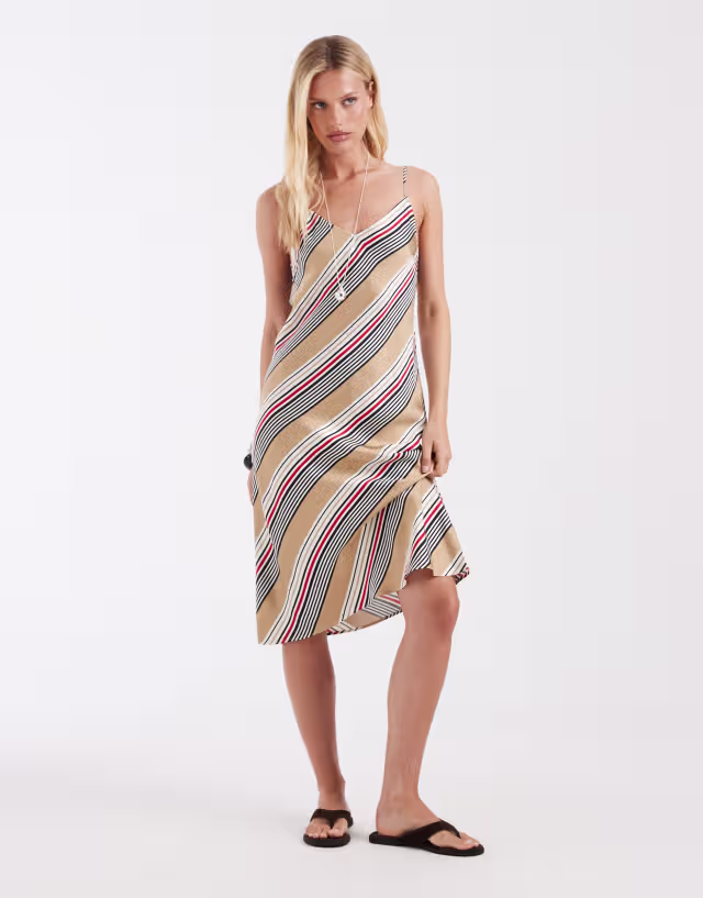 & Other Stories cami dress in beige stripes