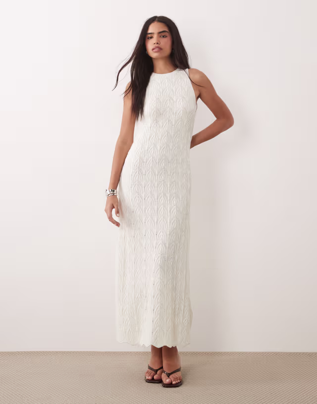Pretty Lavish Cleo knit sleeveless maxi dress in cream