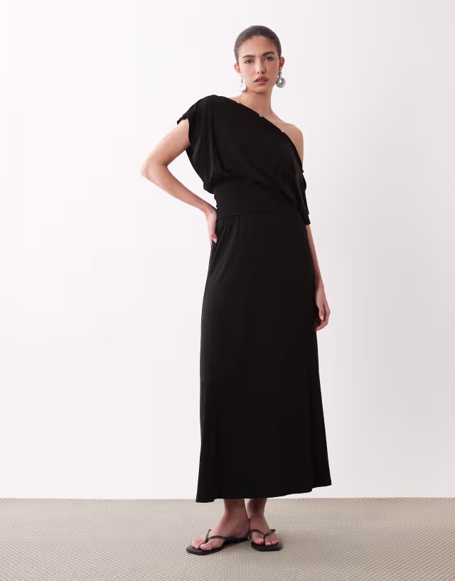 ASOS DESIGN multi way button up midaxi dress in black