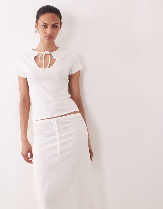 ASOS DESIGN sheer midi skirt in cream - part of a set