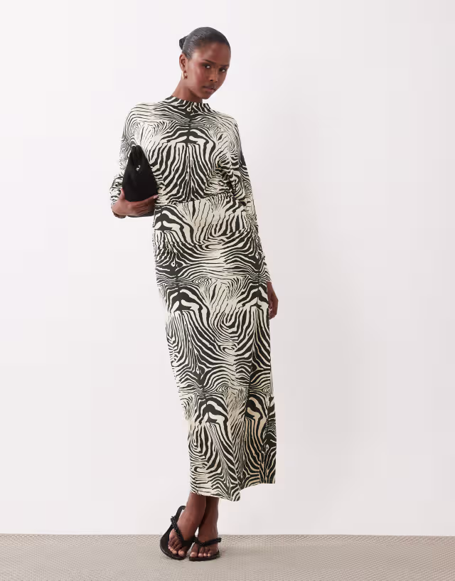 ASOS DESIGN batwing zebra print maxi dress